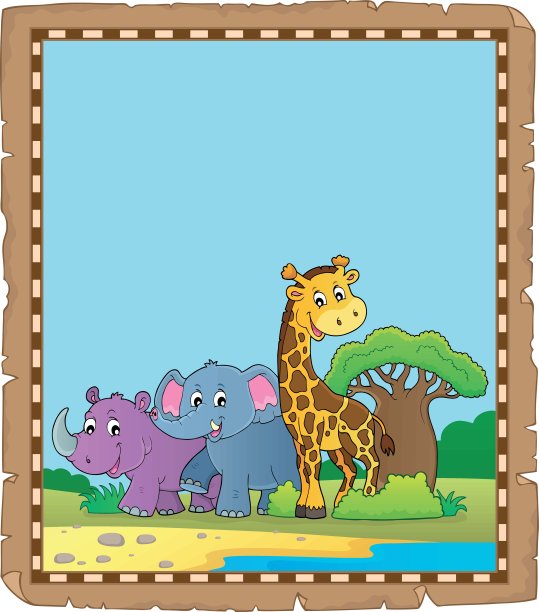 非洲动物的羊皮纸4图片下载