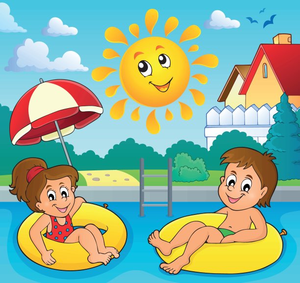 图片3:孩子们在游泳圈里图片下载