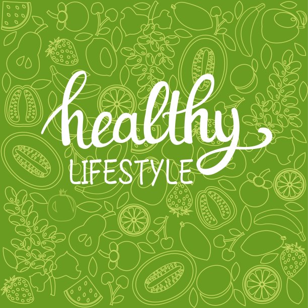 背景健康食品海报或横幅与手绘水果图片下载