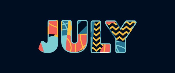 七月概念字艺术插画图片下载