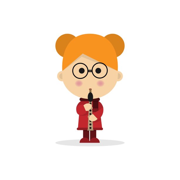 圣诞小孩在白色的背景上吹笛子图片下载