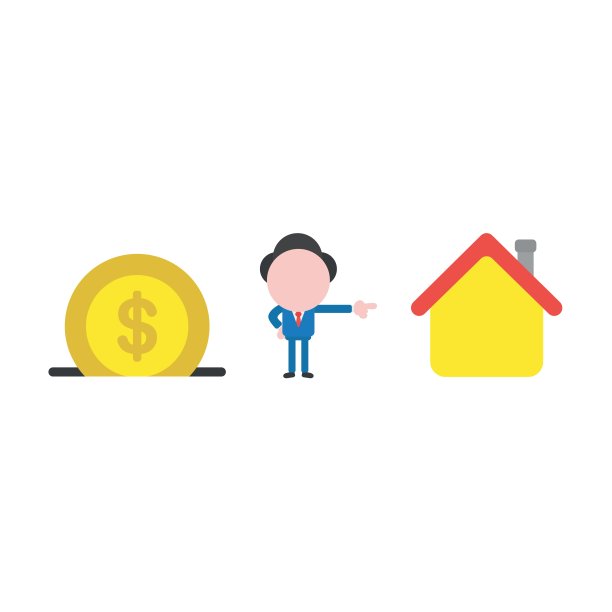 矢量插图商人性格与美元硬币成图片下载