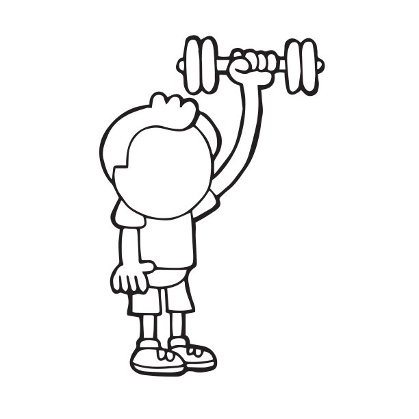 矢量手绘卡通的人站着抽哑铃图片下载