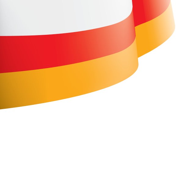 南奥塞梯国旗，白色背景矢量图。图片下载