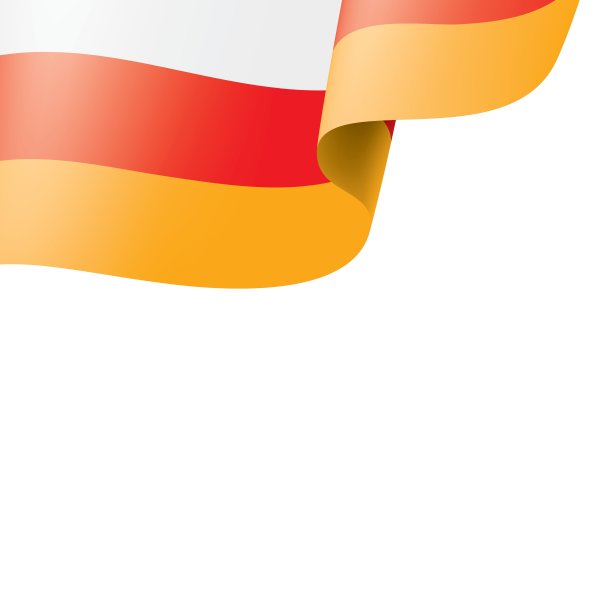 南奥塞梯国旗，白色背景矢量图。图片下载