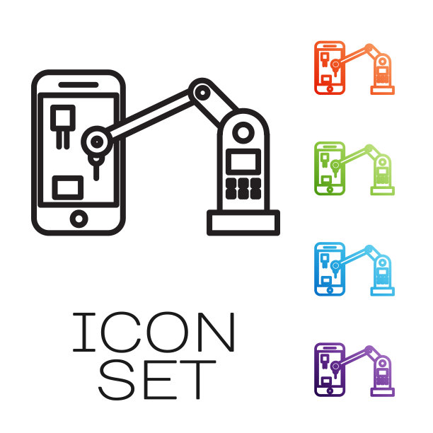 黑线工业机械机器人手臂图片下载