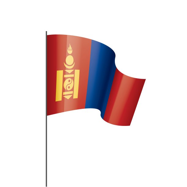 蒙古国旗，矢量插图在白色的背景图片下载