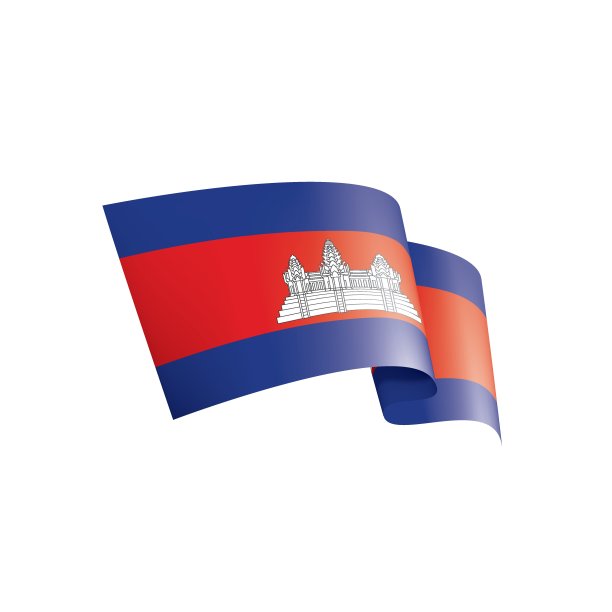 柬埔寨国旗，矢量插图在白色的背景图片下载