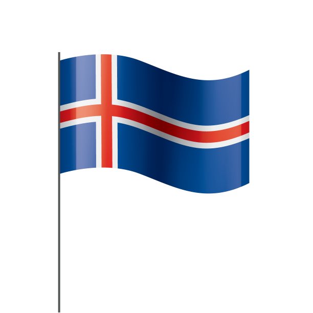 冰岛国旗，矢量插图在白色的背景图片下载