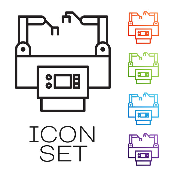 黑线装配线图标隔离在白色上图片下载