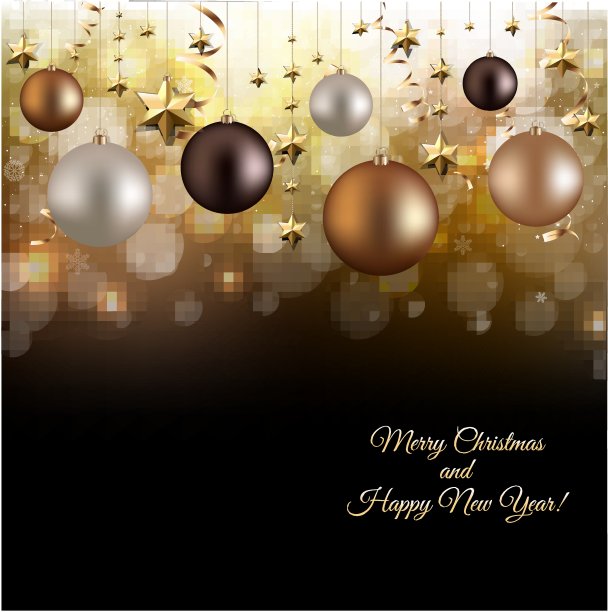 有球和星星的圣诞花环图片下载