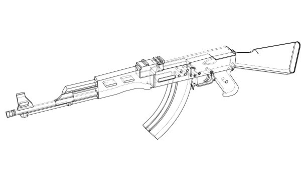 机枪。三维矢量渲染图片下载
