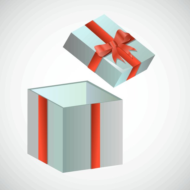 红色复古蝴蝶结的节日礼盒图片下载