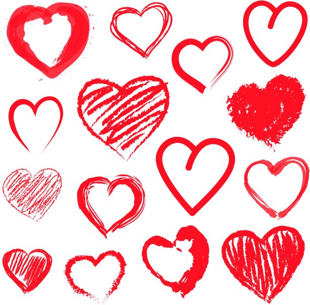 向量的心。手绘。图片下载