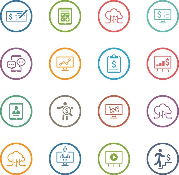 商业和金钱图标集。平面设计。图片下载