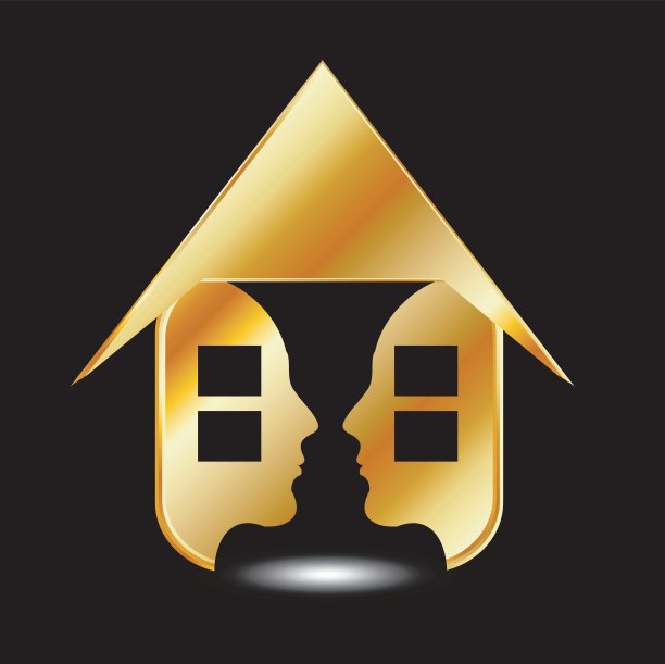 金色的房子，有窗户和人图片下载