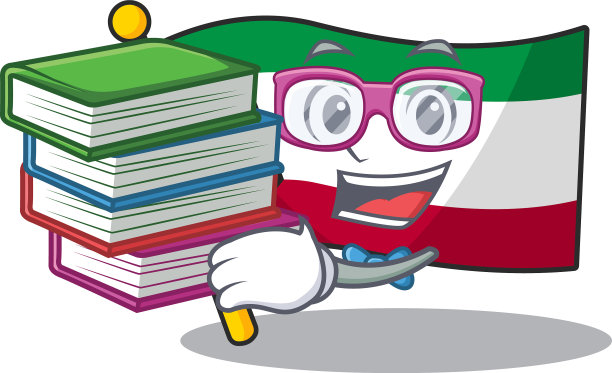 酷和聪明的学生旗科威特吉祥物卡通图片下载