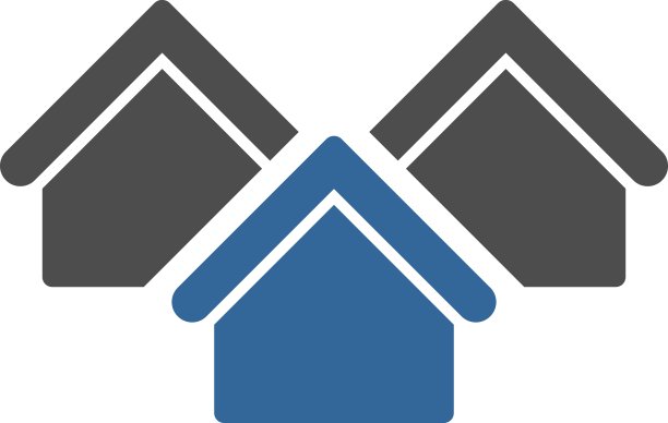 来自商业双色套装的房地产图标图片下载