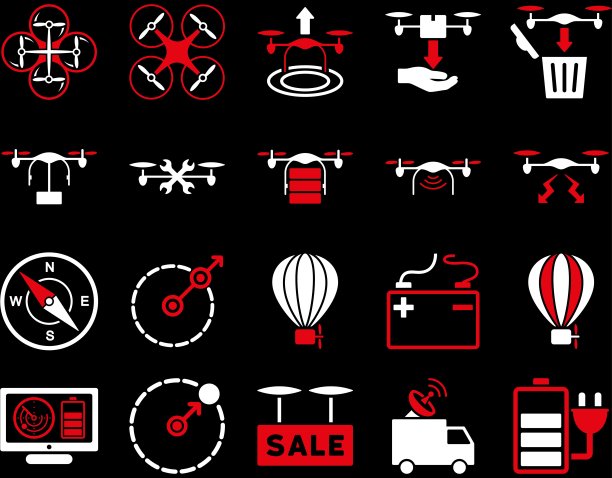 无人机和四轴飞行器工具图标图片下载