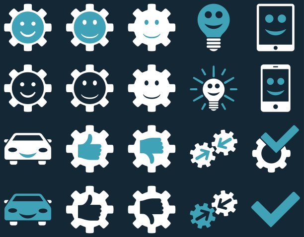 工具和微笑齿轮图标图片下载