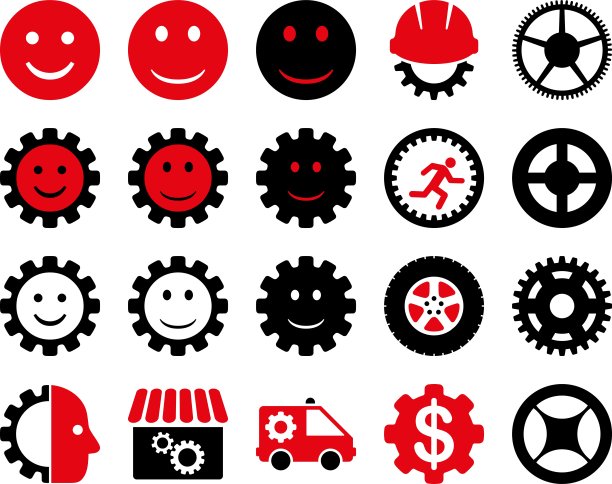 工具和微笑齿轮图标图片下载