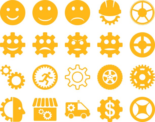 工具和微笑齿轮图标图片下载