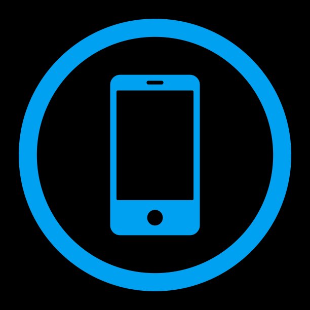 智能手机平蓝色圆形矢量图标图片下载