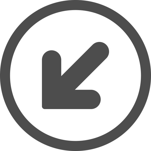 左下箭头扁平灰色圆角矢量图标图片下载