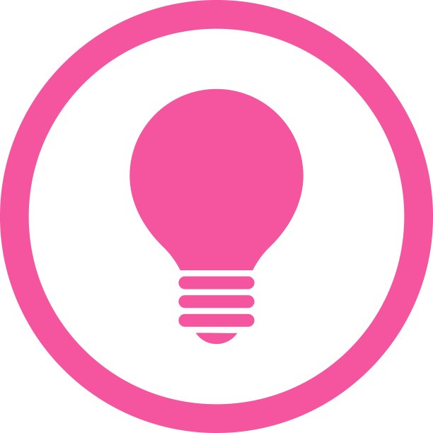 电灯泡平粉红色圆形矢量图标图片下载
