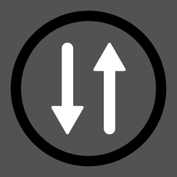 箭头交换垂直平面黑白圆形矢量图标图片下载