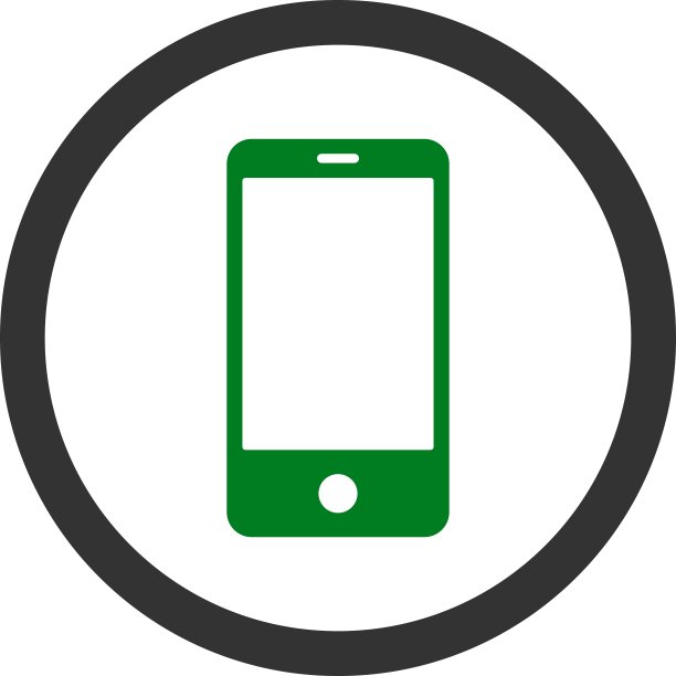 扁平绿灰色圆形矢量智能手机图标图片下载