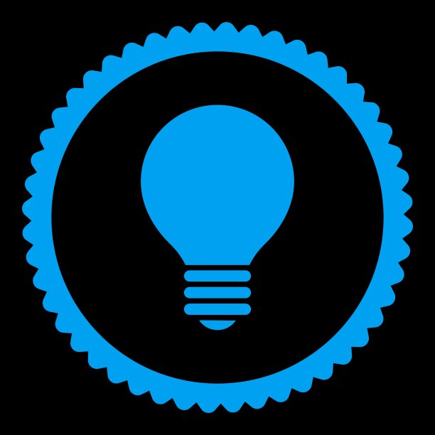 电灯泡平蓝色圆形邮票图标图片下载