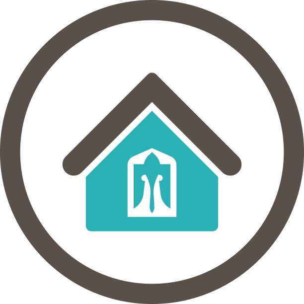 家平灰色和青色圆形矢量图标图片下载