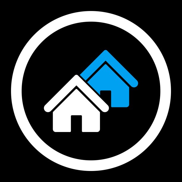 Realty平坦的蓝色和白色的圆形矢量图标图片下载