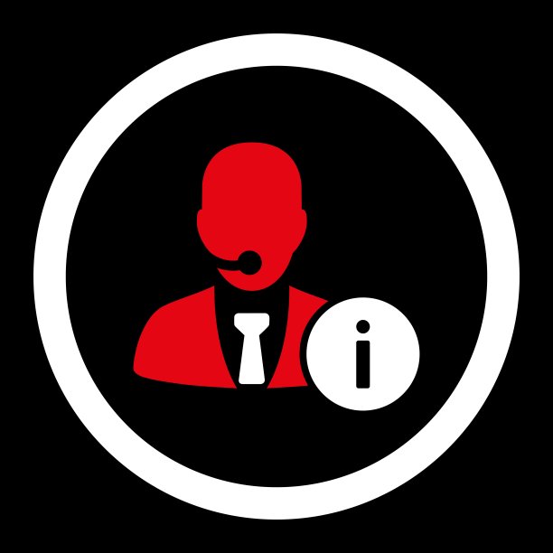 帮助台平红色和白色的圆形矢量图标图片下载