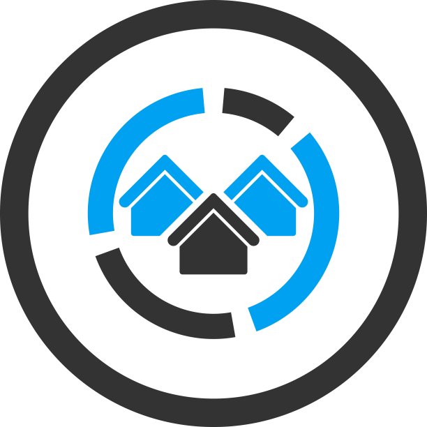 房地产图表扁平蓝灰色圆角矢量图标图片下载
