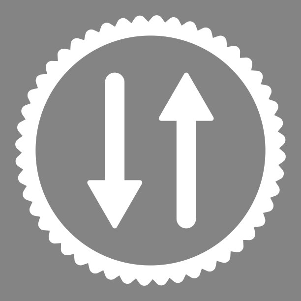 箭头交换垂直扁平白色圆形邮票图标图片下载