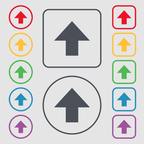 这面向上的标志图标。脆弱的包的象征。带有框架的圆形和方形按钮上的符号。向量图片下载