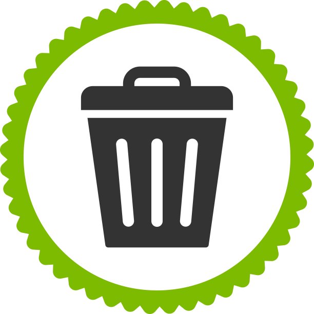 垃圾桶平生态绿色和灰色圆形邮票图标图片下载