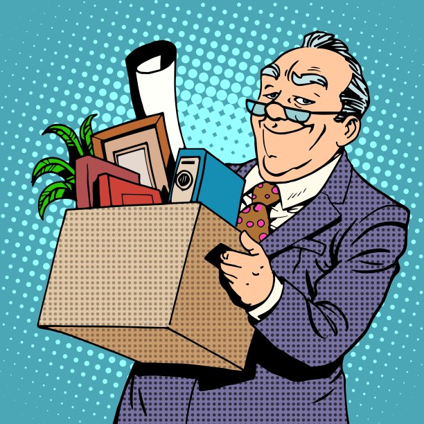 快乐的商人从办公室到养老金图片下载