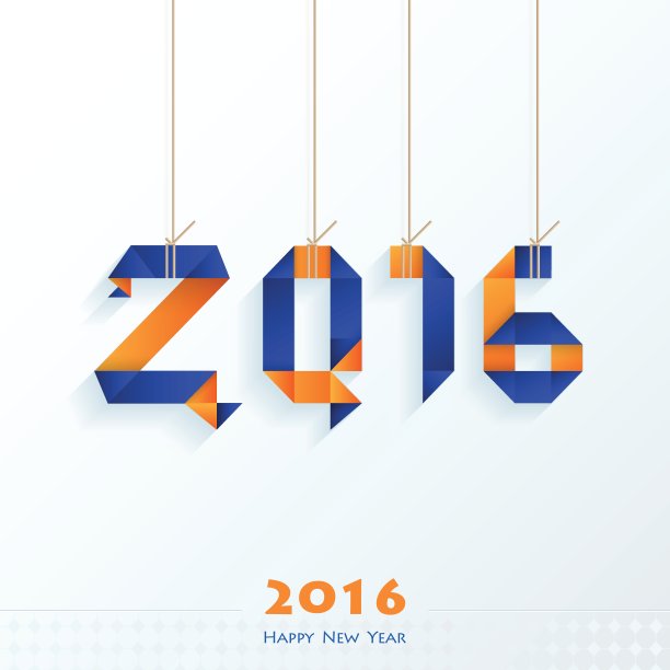 新年贺卡，蓝色和橙色图片下载