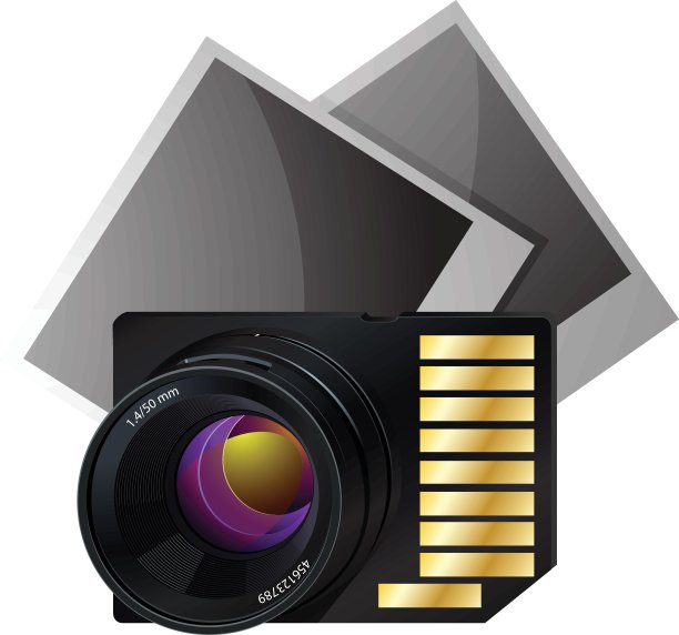 记忆卡的照片矢量插图图片下载