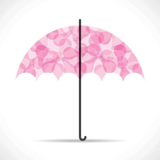 伞设计与粉色灯泡股票向量图片下载