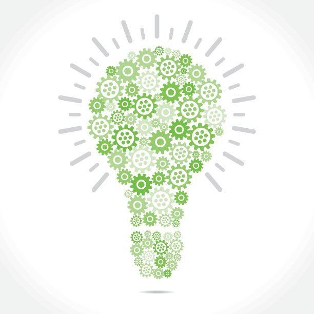 绿色齿轮使灯泡形状图片下载