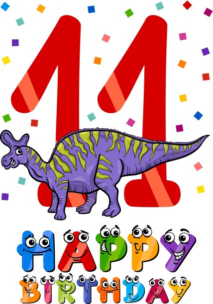 11岁生日卡通设计图片下载