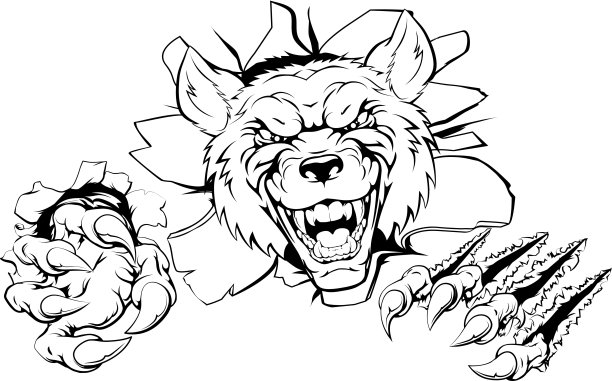 狼吉祥物砸出来图片下载