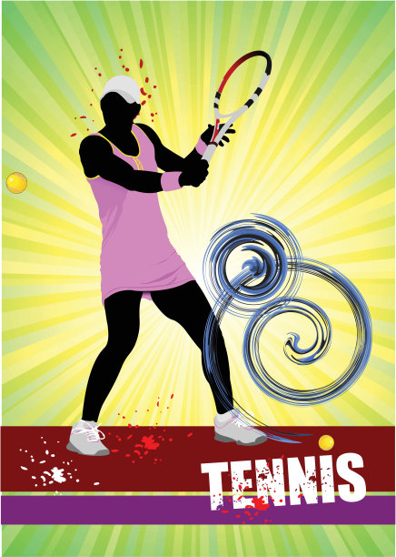 女子网球运动员海报。彩色矢量插图的desi图片下载