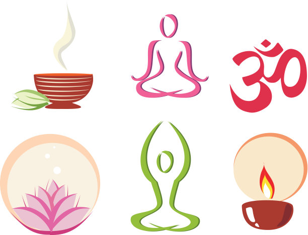 瑜伽，冥想概念集图标图片下载