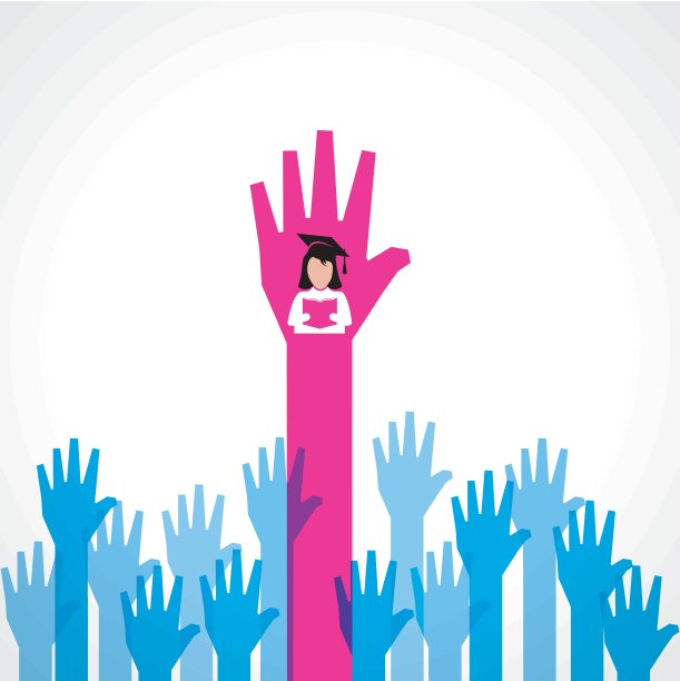 毕业女生在男性人群股向量图片下载