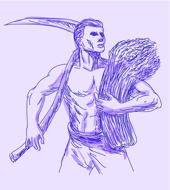 农民拿着镰刀收割小麦图片下载